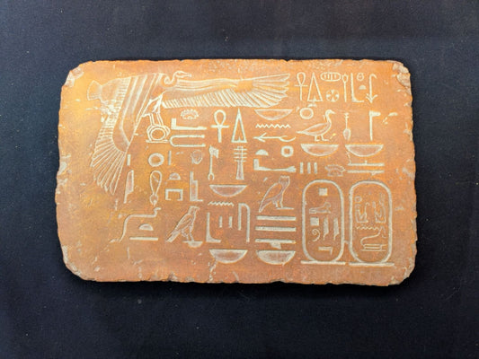 Hiéroglyphes – Rouge et gris, finition doré léger, métallisé