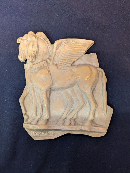 Chevaux de Tarquinia (grand) – Beige, finition doré métallique